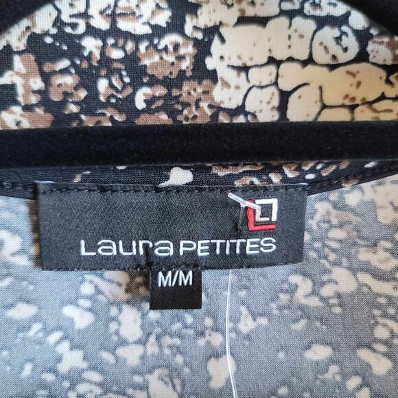 Laura Petites Brown, Black and Tan Animal Print Ruffle tank top EUC - Picture 2 of 6